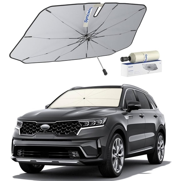 White Syncwire Car Windshield Sunshade Umbrella - Picture 8 of 8
